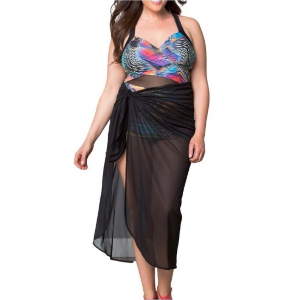 NWT Kiyonna Catalina Black Sarong - Size L